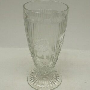 Jeannette Glass Crystal IRIS & HERRINGBONE IRIS on FOOT 6 1/2 In Ice Tea Tumbler